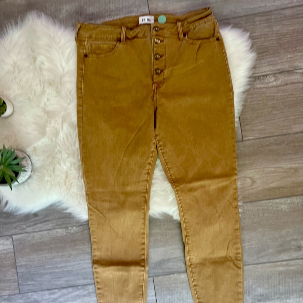 PISTOLA | Tan/Khaki High Rise pants dyed denim Jeans (14/32)